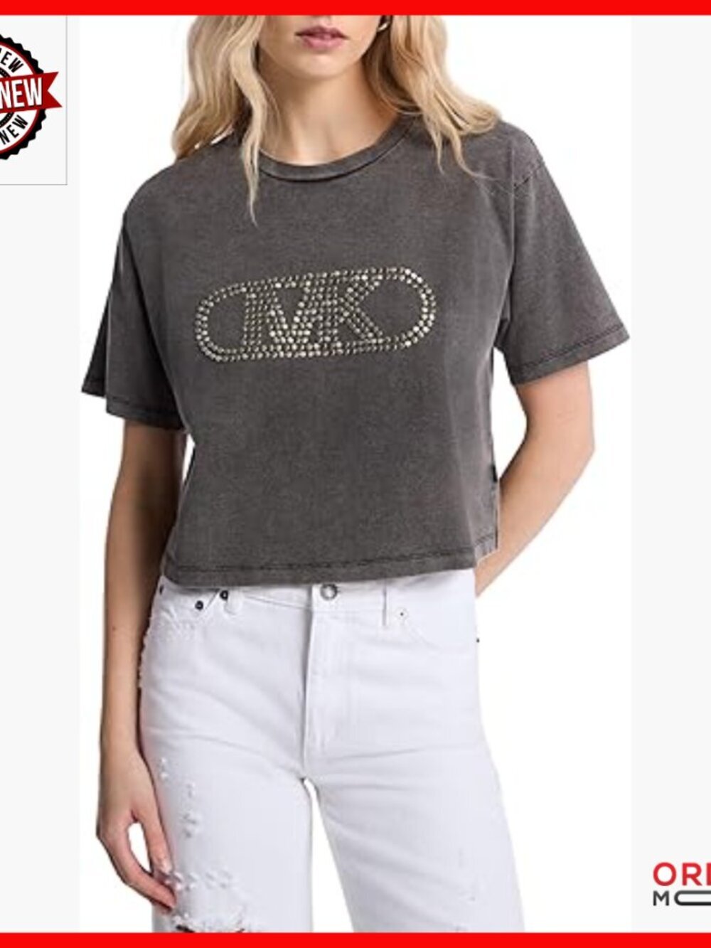 Cropped Stud Logo T-Shirt, 100% Organic Cotton, Short Sleeve, Regular Fit